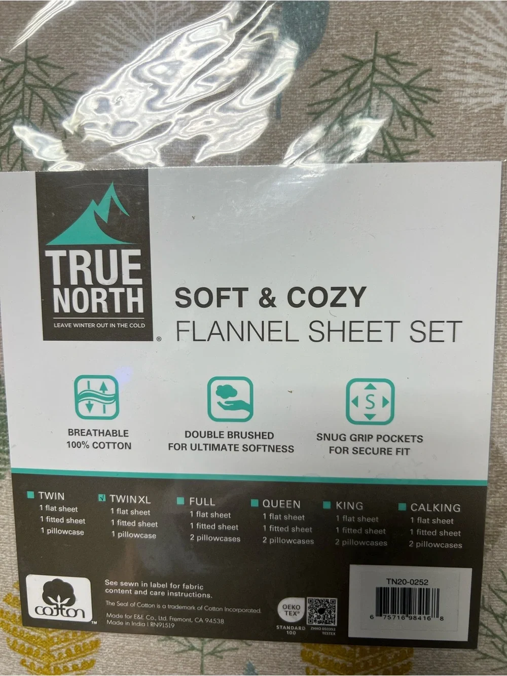 Cozy Leaf Print Cotton Flannel Sheet Set twin XL